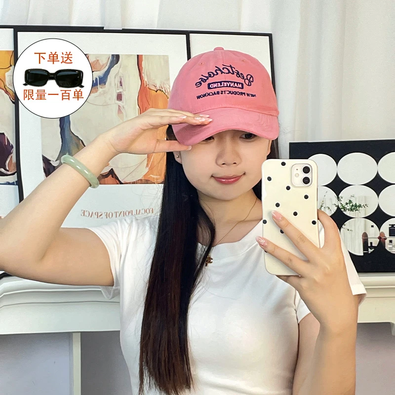 日系新款春夏季棒球帽子女显脸小刺绣字母软顶百搭宽檐棒球帽