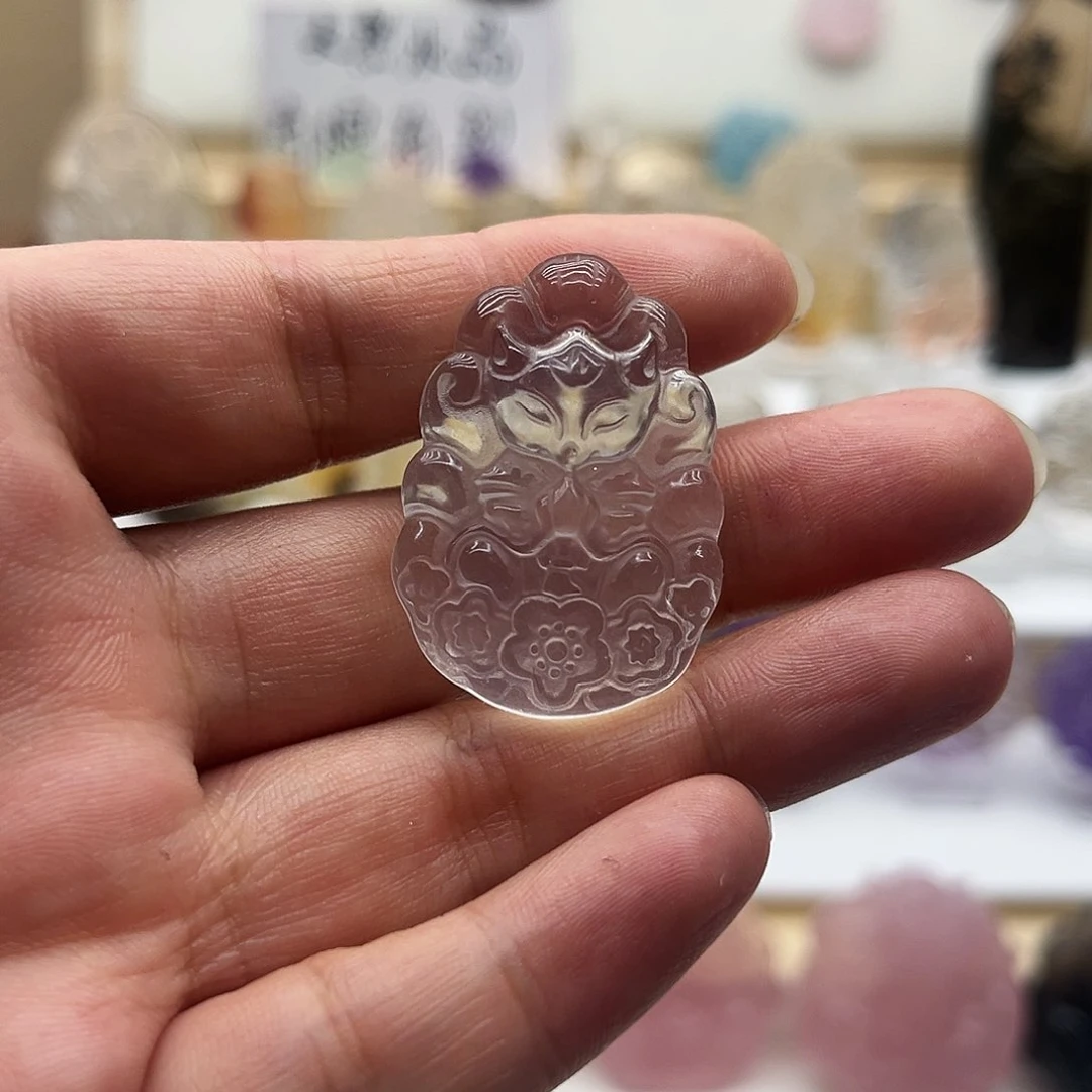 水晶颈饰未镶嵌木*猪123白水许愿狐狐