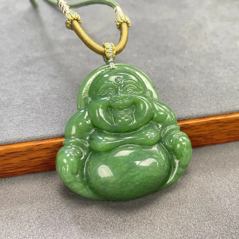 精品和田玉碧玉佛公吊坠约卡50×50×11mm【多样性发一件】-A08