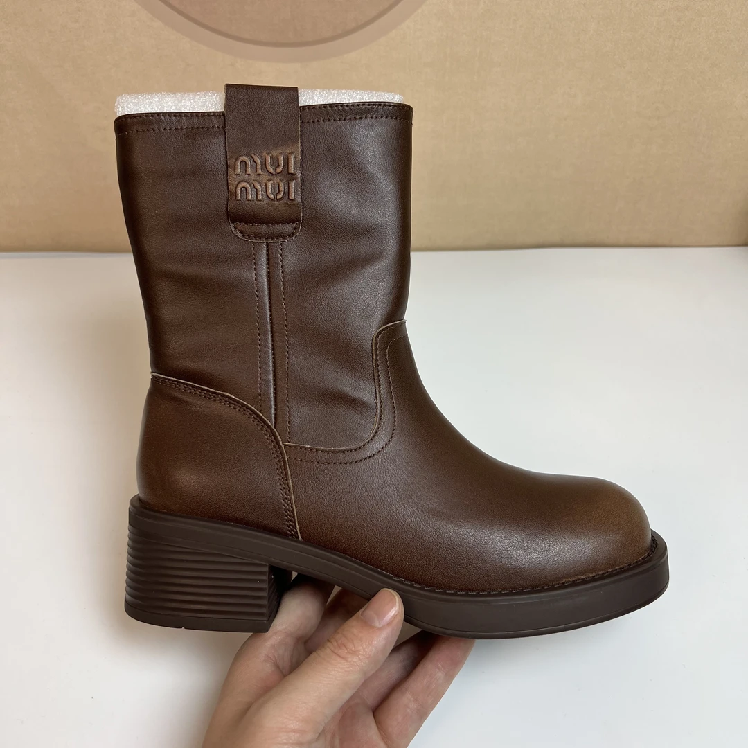 D-6冬季真皮单里厚底短靴