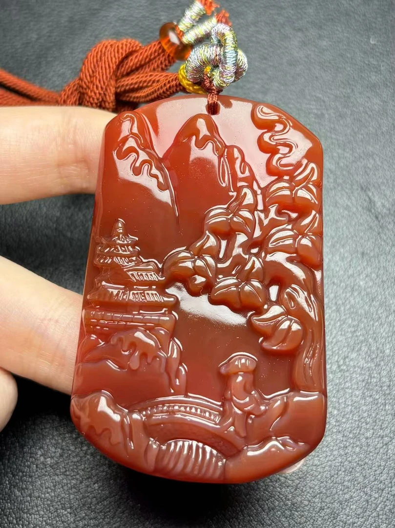 贝贝玉珠宝店-新人福利玛瑙红山水ys214