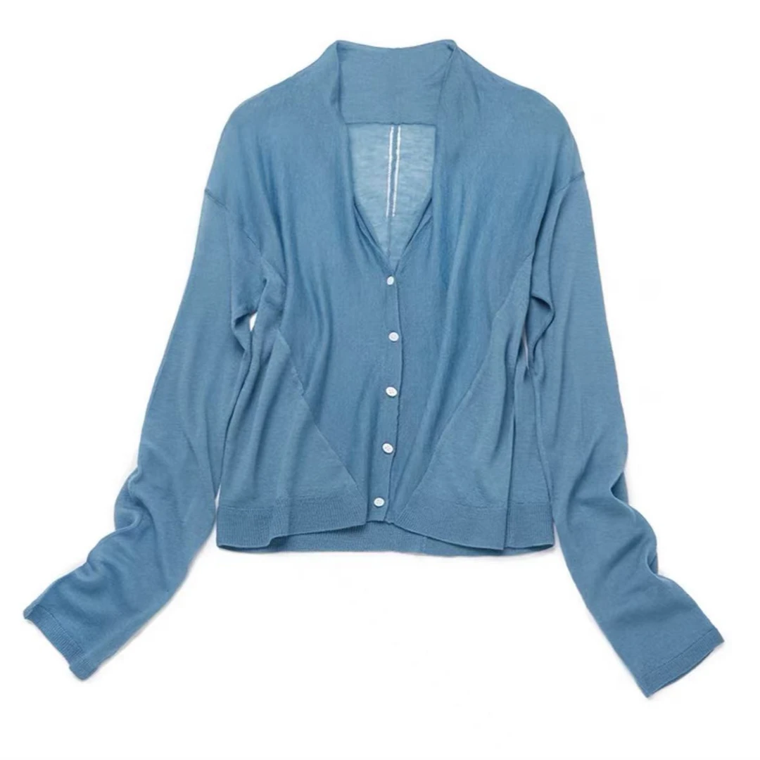 水  沙  月  令 精纺120S轻薄水溶羊绒小开衫