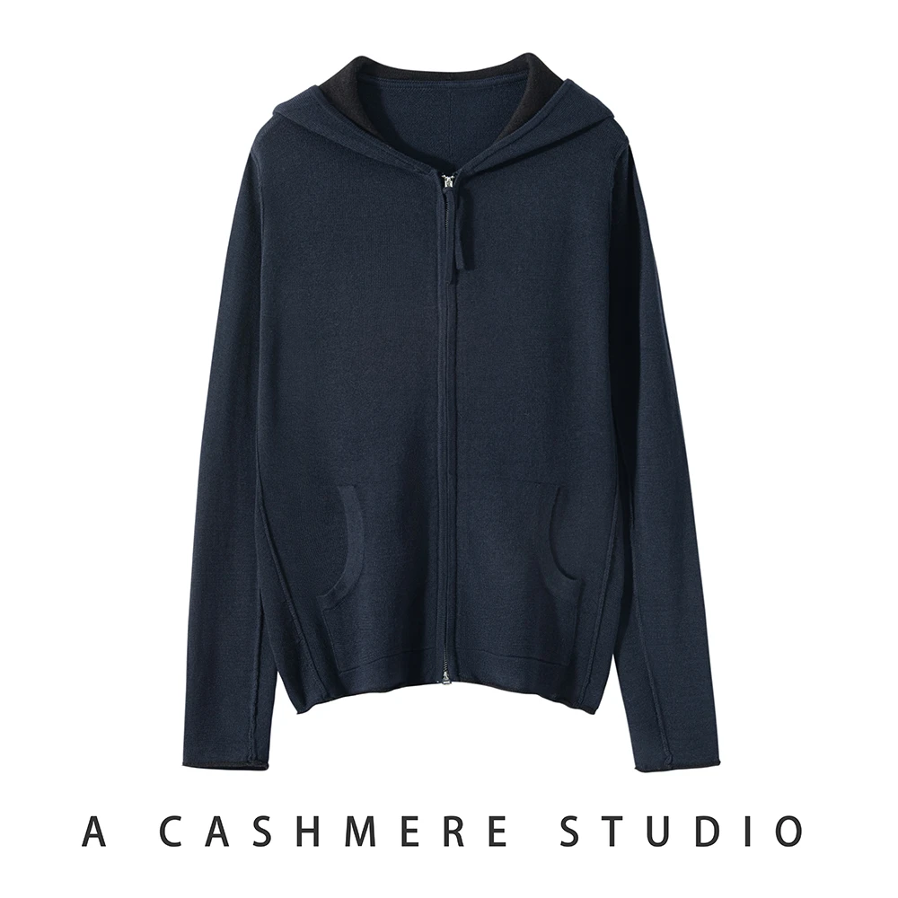 外缝边休闲连帽拉链丝绒外套 显瘦/垂坠