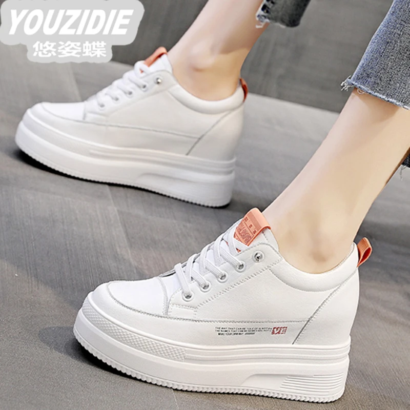 YOUZIDIE内增高女鞋2025年春天小个子鞋子显高显瘦真皮休闲运动小