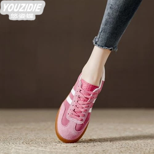 西班牙小众品牌百搭真皮女鞋透气休闲鞋女士运动鞋磨砂德训鞋潮