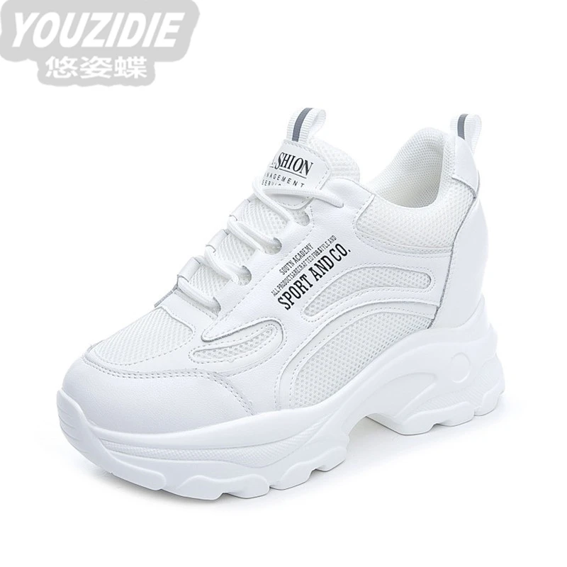 YOUZIDIE小白鞋女2025年新款内增高女鞋8cm厚底松糕跟冬款休闲
