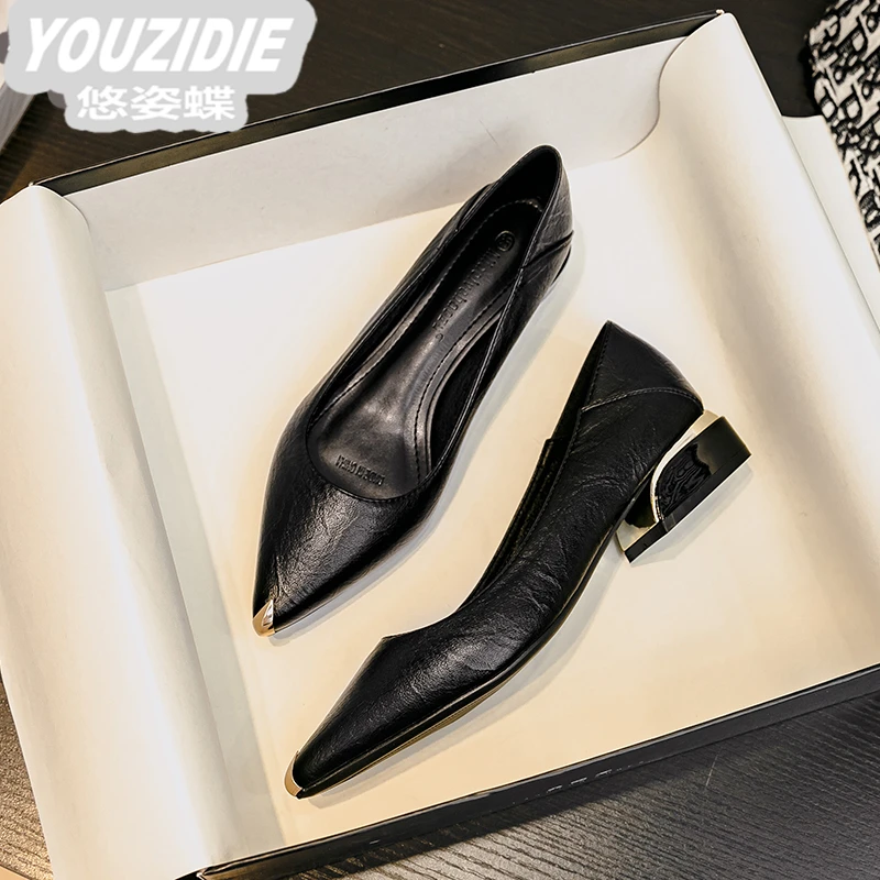.2025新款软底单鞋女年春夏季新款时尚不累脚百搭职业黑色小皮