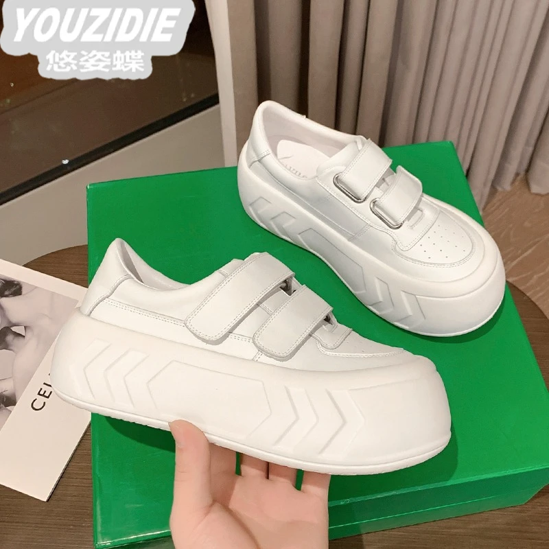 YOUZIDIE 简约不简单~百搭魔术贴面包鞋厚底小白鞋增高松糕休闲鞋