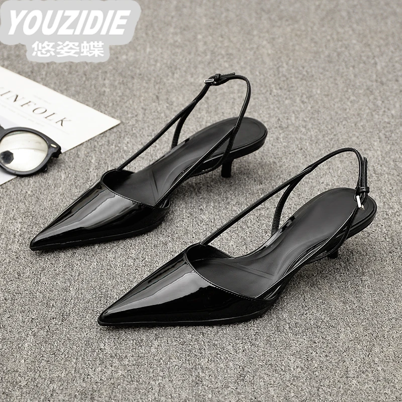 金丝黑色YOUZIDIE欧洲站2025春夏新款性感女士细跟优雅浅口高跟鞋
