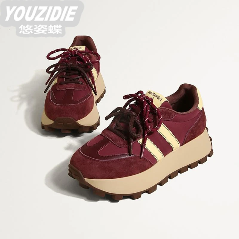 轻奢【舒适随行】里外真皮~2025新款百搭增高轻便老爹鞋