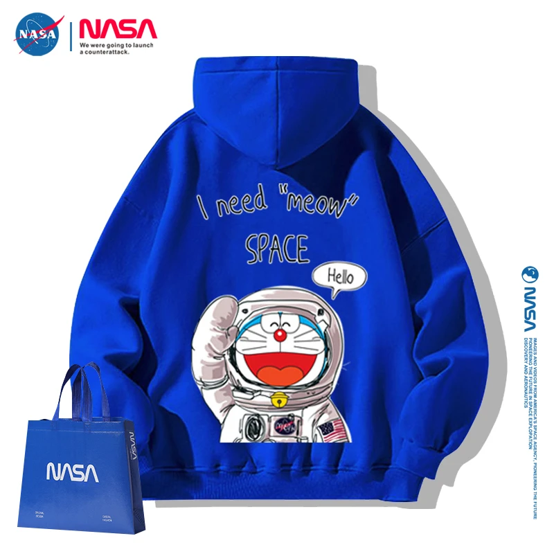 NASA旗舰店官方联名叮当猫宇航员连帽卫衣春季潮流男女同款情侣装