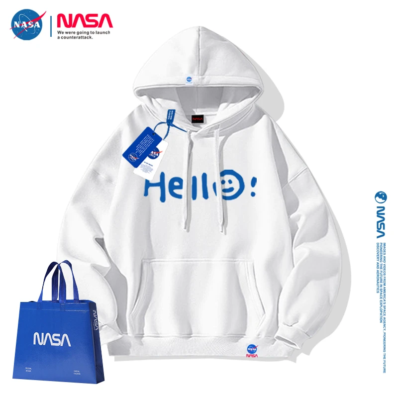 NASA旗舰店官方专柜连帽卫衣可爱简约ins风卫衣春季重磅卫衣男女