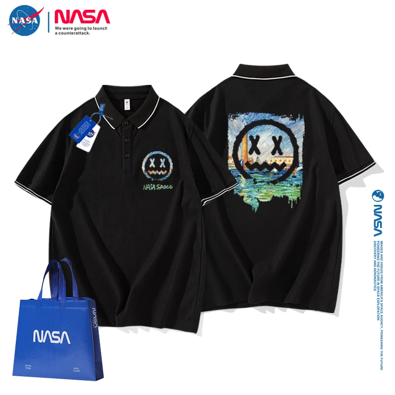 NASA潮牌高端Polo衫男士高级休闲翻领短袖春季运动训练透气上衣男