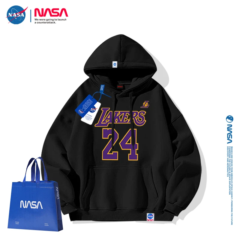 NASA专柜联名科比24号连帽卫衣春季透气抗风长袖运动休闲宽松上衣