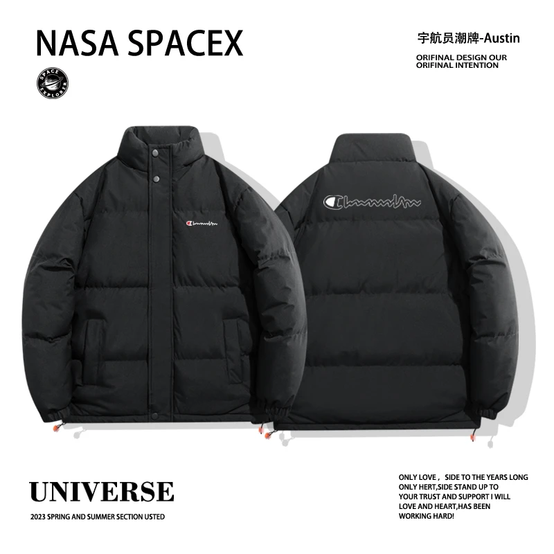 NASA秋冬加厚保暖棉服男士休闲立领棉袄时尚百搭面包服宽松外套