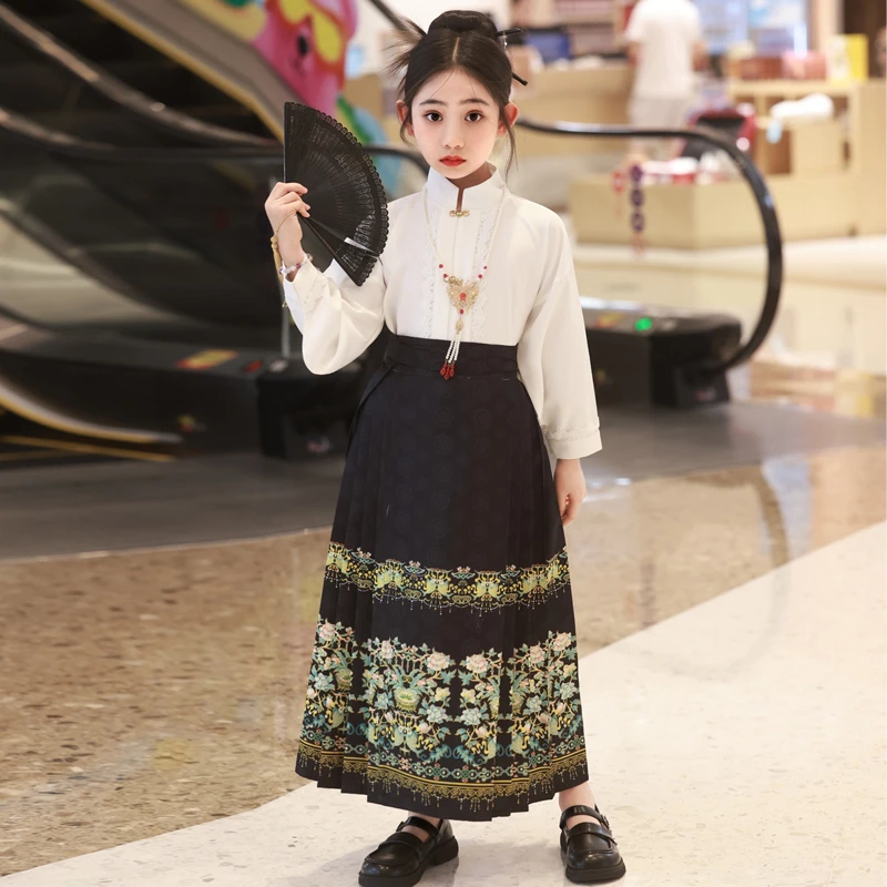 【国色天香】马面裙女童长袖秋季儿童古装女宝小女孩古风汉服马面