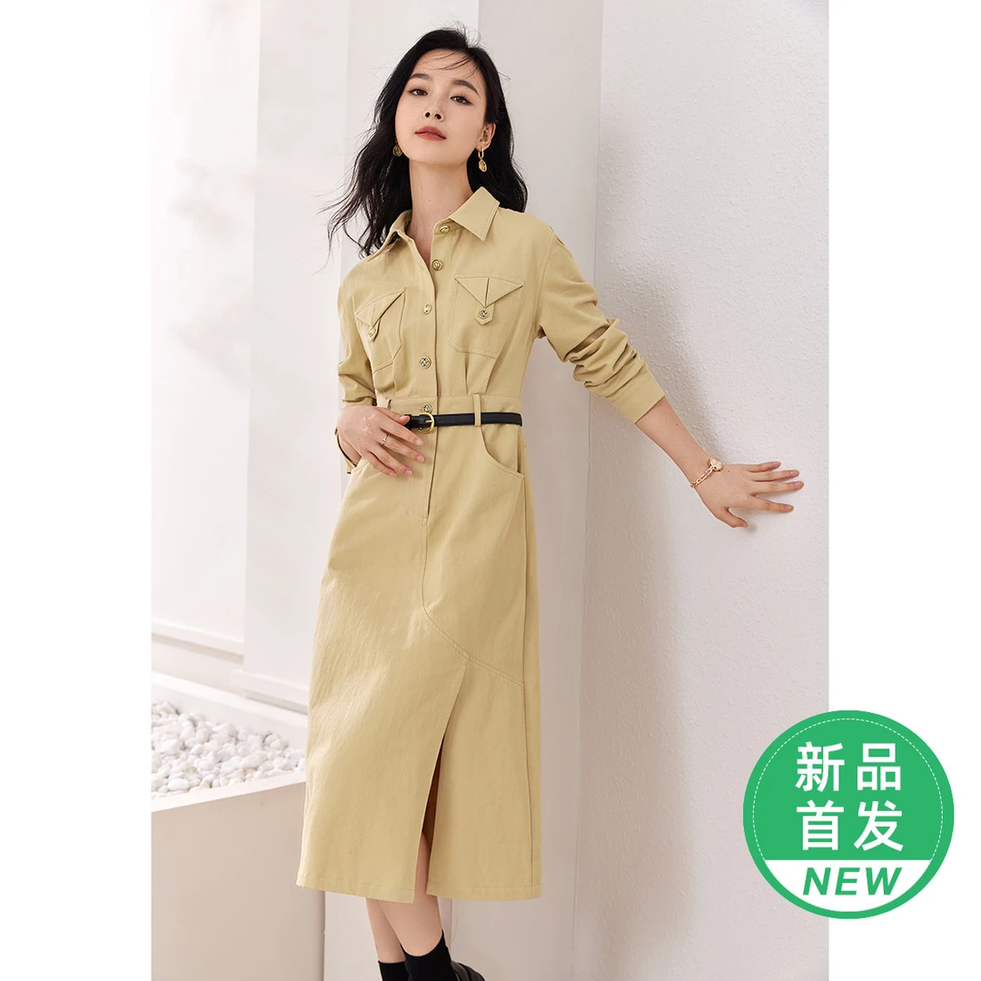 【达人专属】DK361优雅风翻领连衣裙