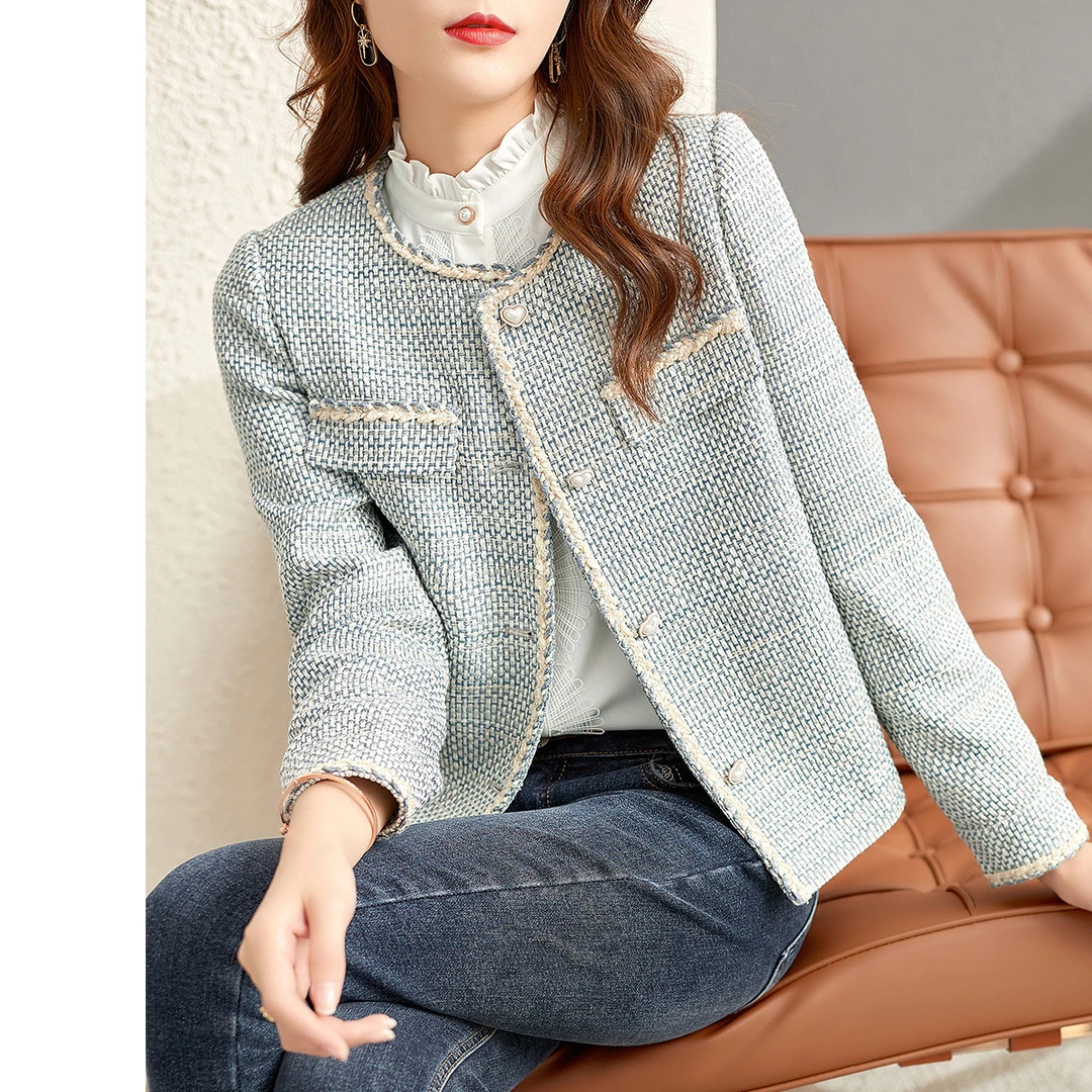 【达人专属】CF171时尚小香风圆领粗纺短外套