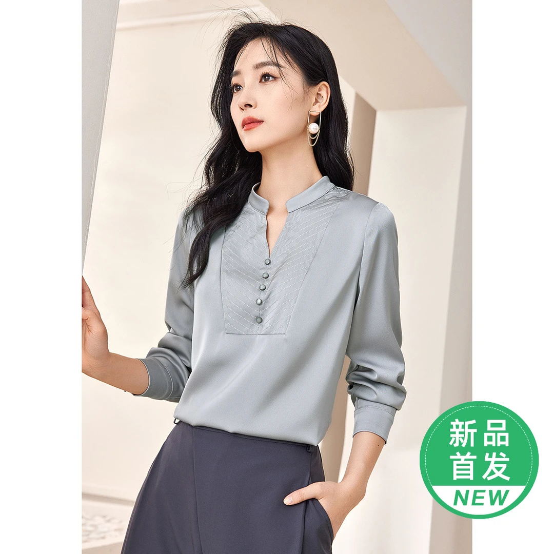 【达人专属】SK905小V领绣花衬衫