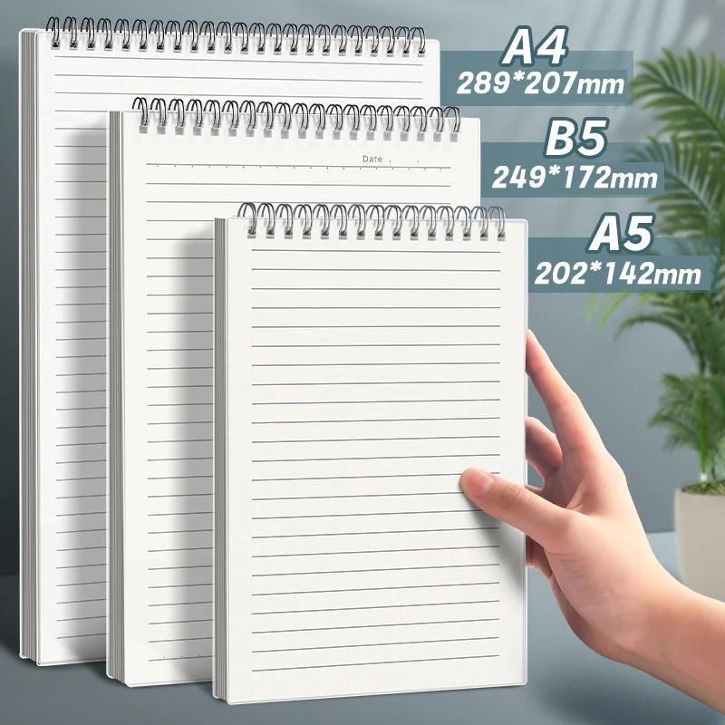 【梦瑾品牌批发】A6/A5/B5/A4上翻线圈本加厚A4简约网格本透明考研