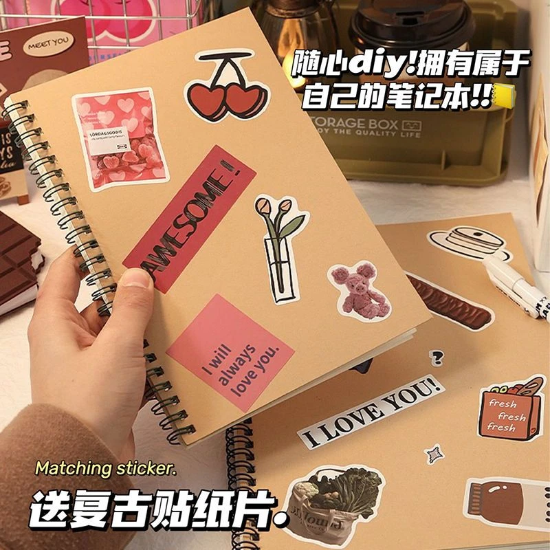 【梦瑾品牌批发】b5美式复古笔记本子DIY高颜值加厚a5牛皮线圈本