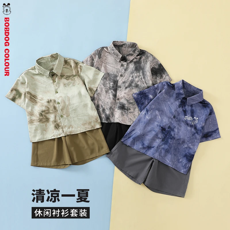 【主播推荐】【顾奈】BYR2SZ-657儿童夏季新款印花短袖衬衫套装