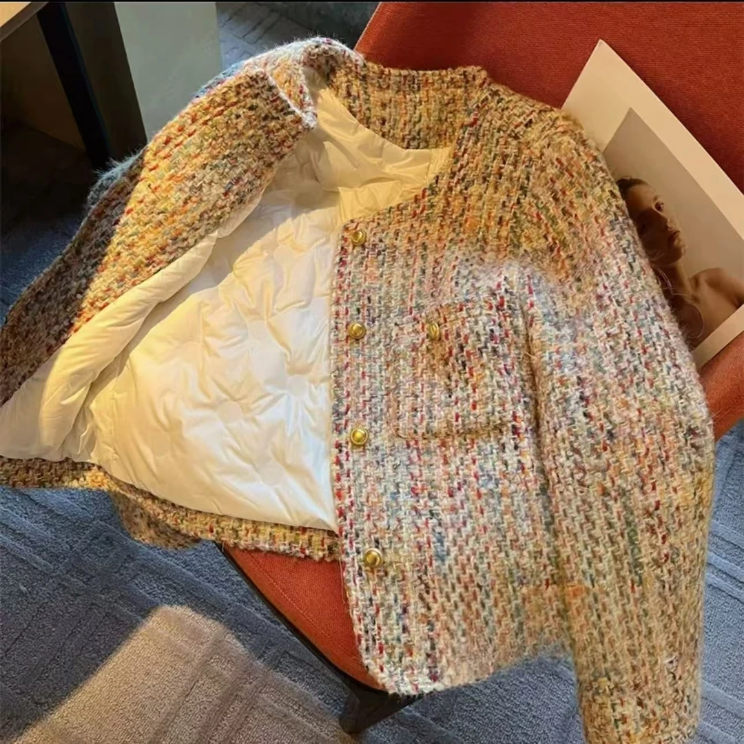 法式气质彩色小香风外套女冬季新款高级感名媛设计感休闲上衣韩版