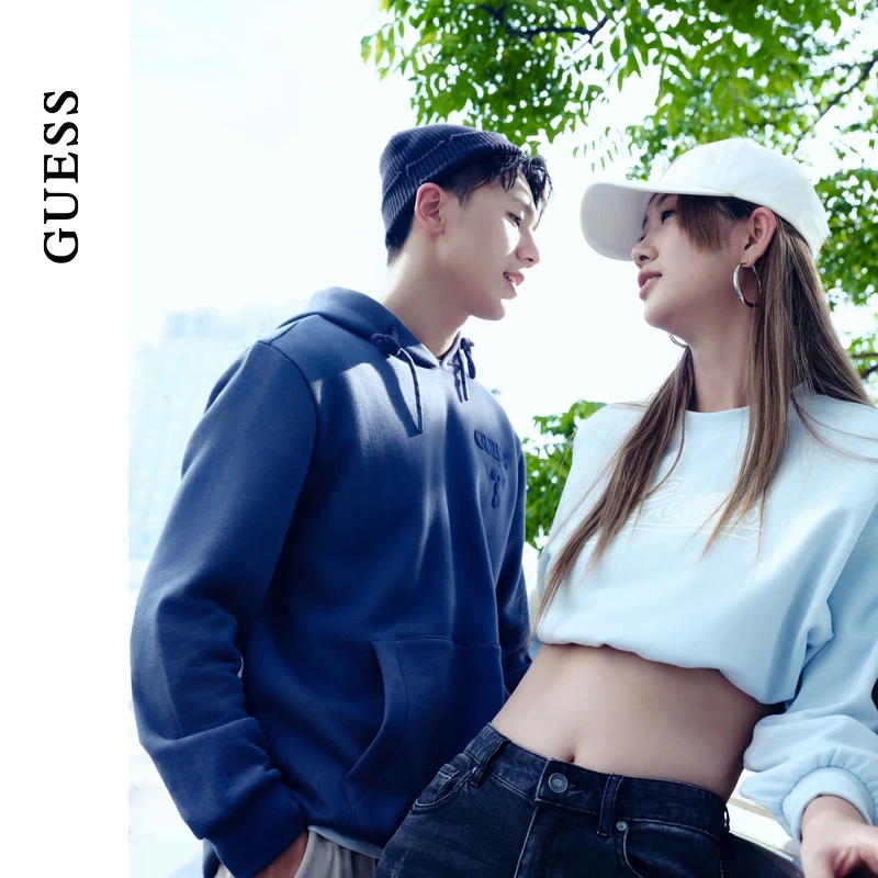 GUESS女士松紧款辣妹印花罗纹短款卫衣-W4PP88K2Q40