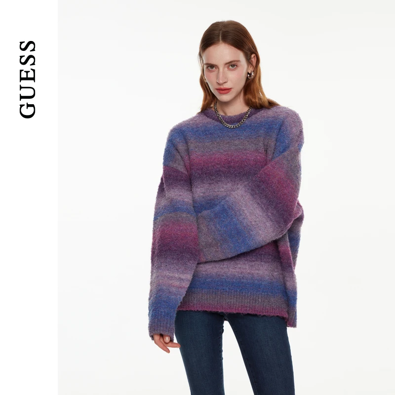 GUESS 男女同款美式潮流慵懒风欧若风渐变毛衣-M4PR73Z0W90