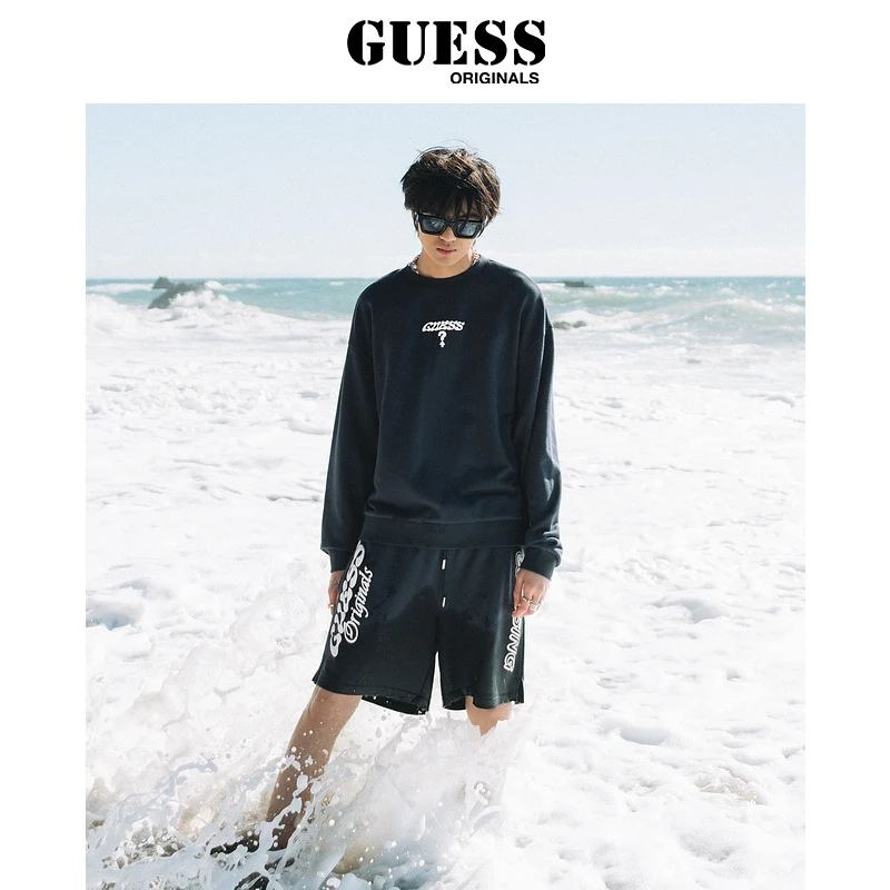 GUESS X 88RISING男字母印花圆领套头卫衣上衣-M3PP37K2Q40