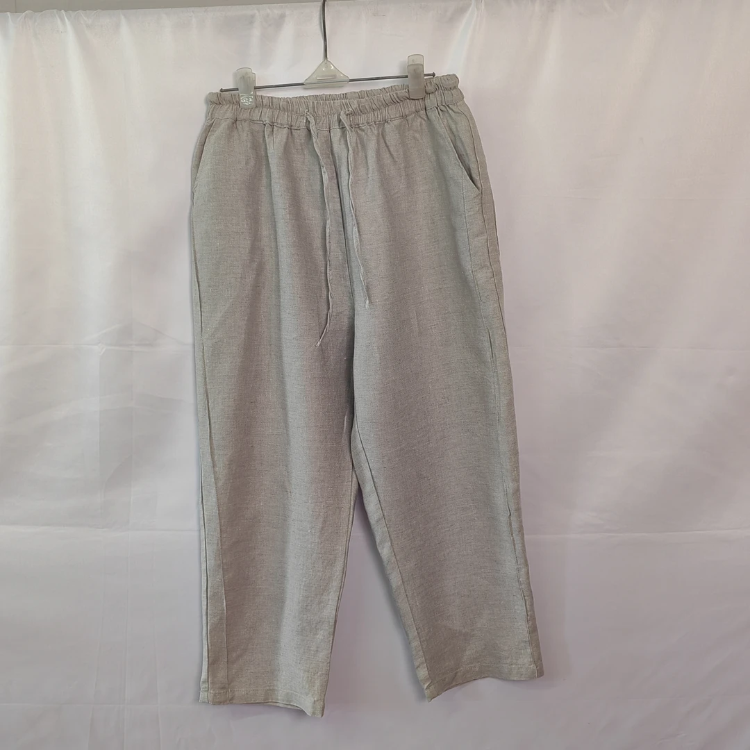 麻之韵【初秋推荐】麻之韵女款纯亚麻百搭八分萝卜裤（0111）