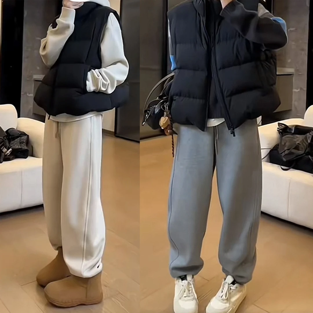 休闲香蕉裤女秋冬宽松显瘦保暖卫裤松紧腰阔腿束脚裤加绒加厚