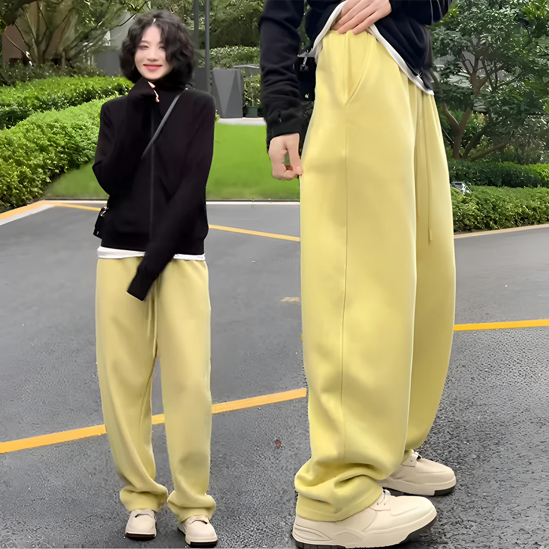 P20 秋冬新款女加绒小众宽松显瘦休闲阔腿裤高腰百搭香蕉裤卫裤
