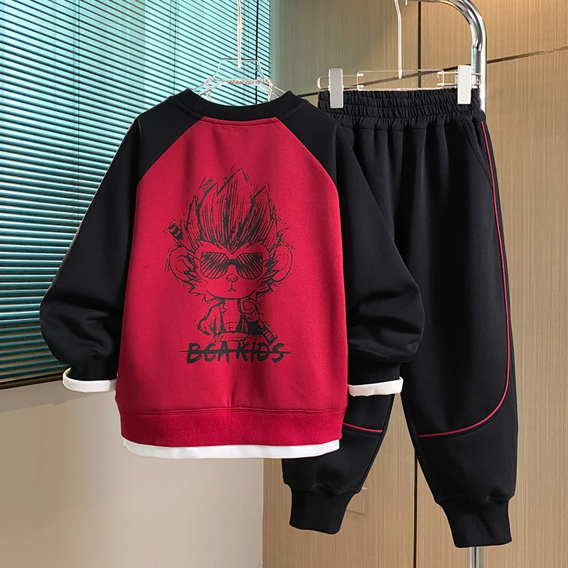 BCA中大童 青少年春秋卡通猴子套装DF-套装2615