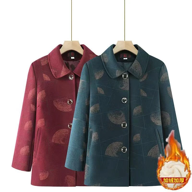 中老年秋装外套女妈妈装加绒加厚上衣70岁奶奶春秋衣服老太太80冬