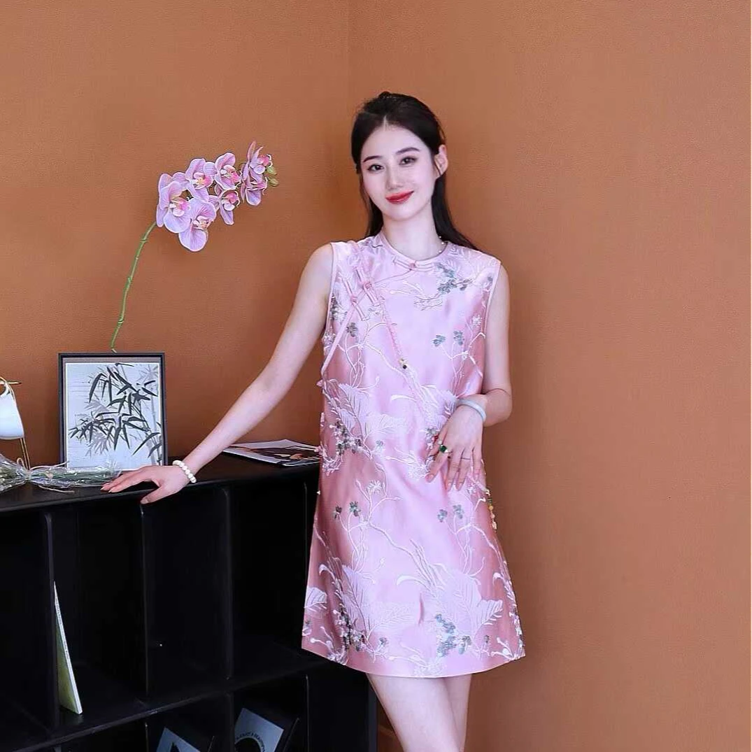 《灵灵定制》早秋修身连衣裙气质国风复古连衣裙1212