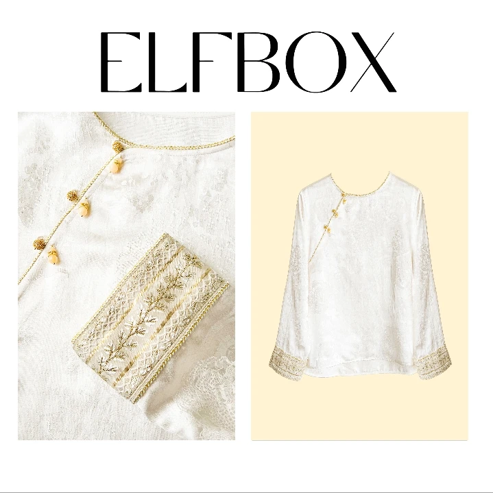 <ELFBOX>时尚百搭中国风高级新中式气质提花衬衫2721