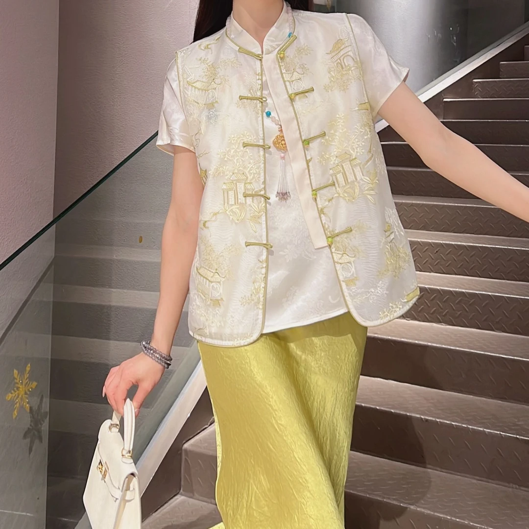 《ELFBOX》《小楼阁》新中式时尚显瘦国风气质刺绣百搭款马甲0345