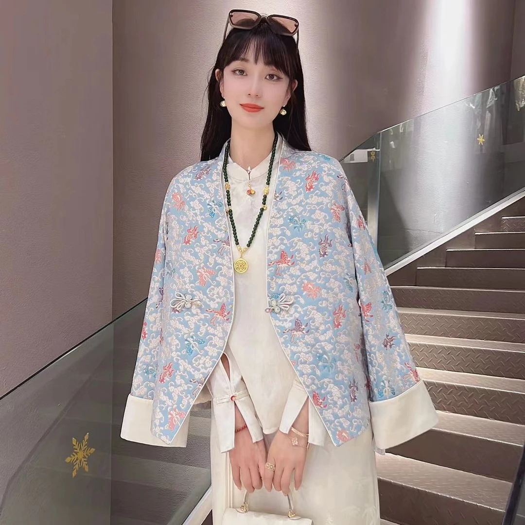 《金鱼闹彩蝶》时尚气质新中式显瘦新中式复古外套2270