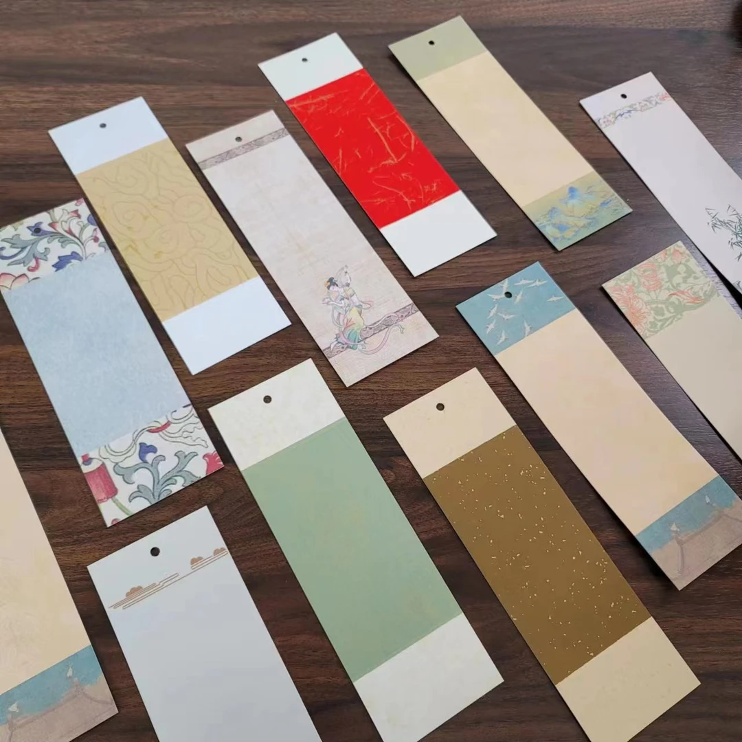 福利100张【宣纸蜡染书签配流苏】 绘画书法空白手写中国风礼品流苏