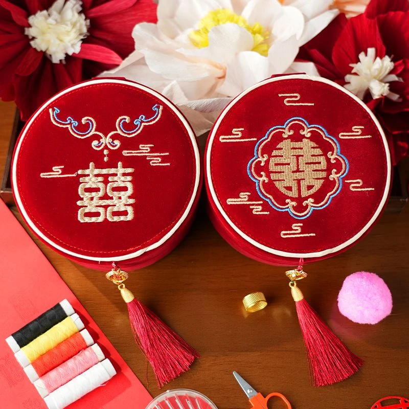 针线盒结婚女方嫁妆陪嫁家用婚庆针线包收纳盒子套装喜庆婚礼用品