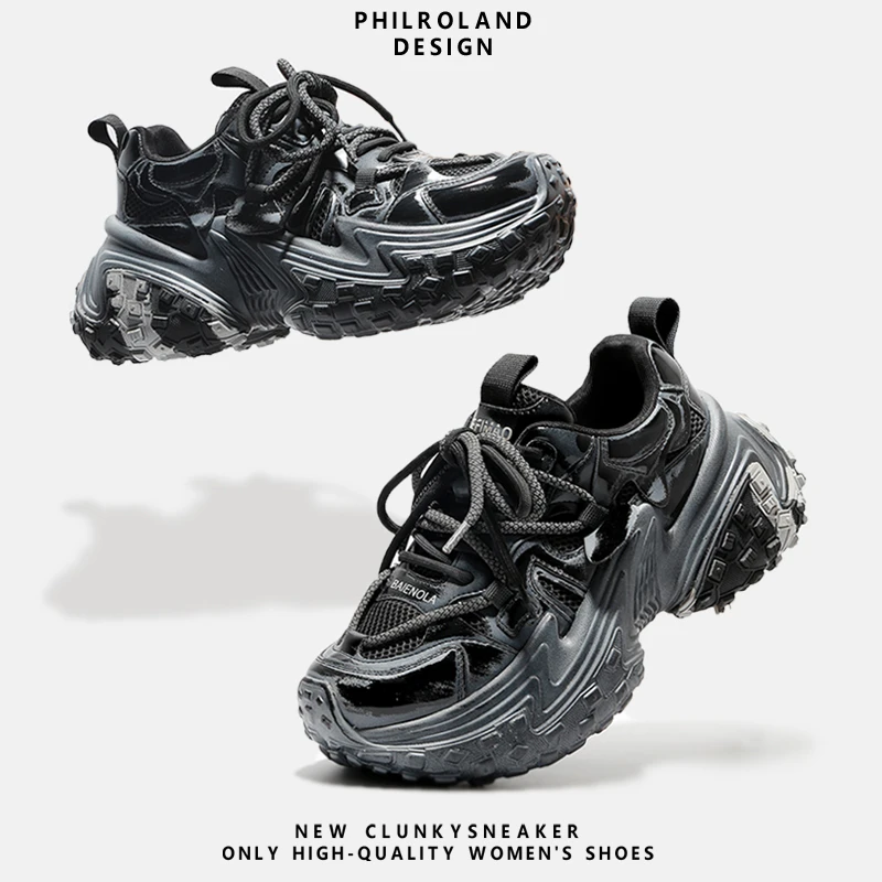 轮胎底复古擦色老爹鞋女2024早秋新款做旧厚底运动休闲鞋