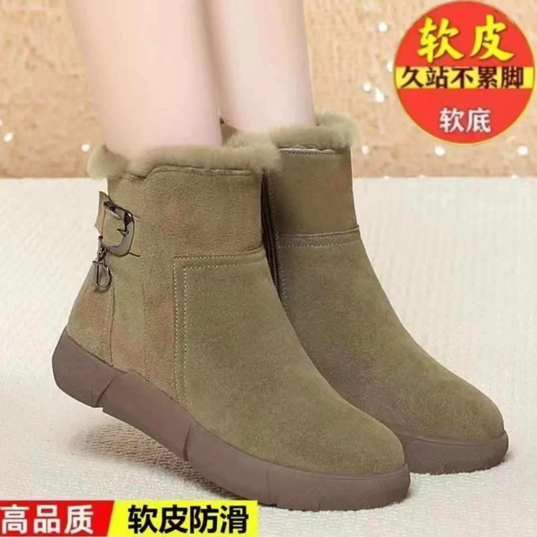 2024新款短靴百搭平底女靴冬季加厚短靴女防滑保暖东北大码大棉靴