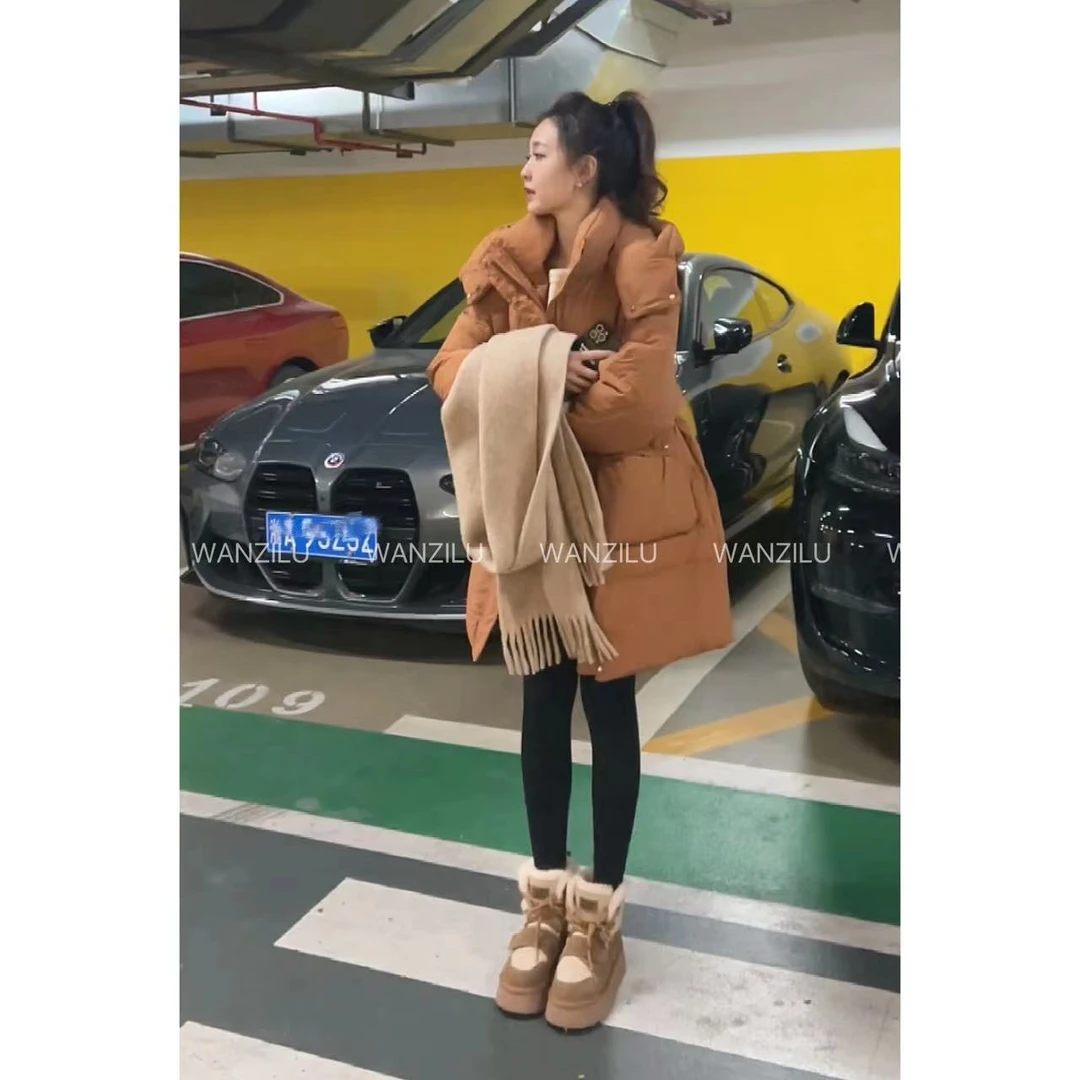 【冬日焰火】连帽休闲简约百搭收腰羽绒服3L120504