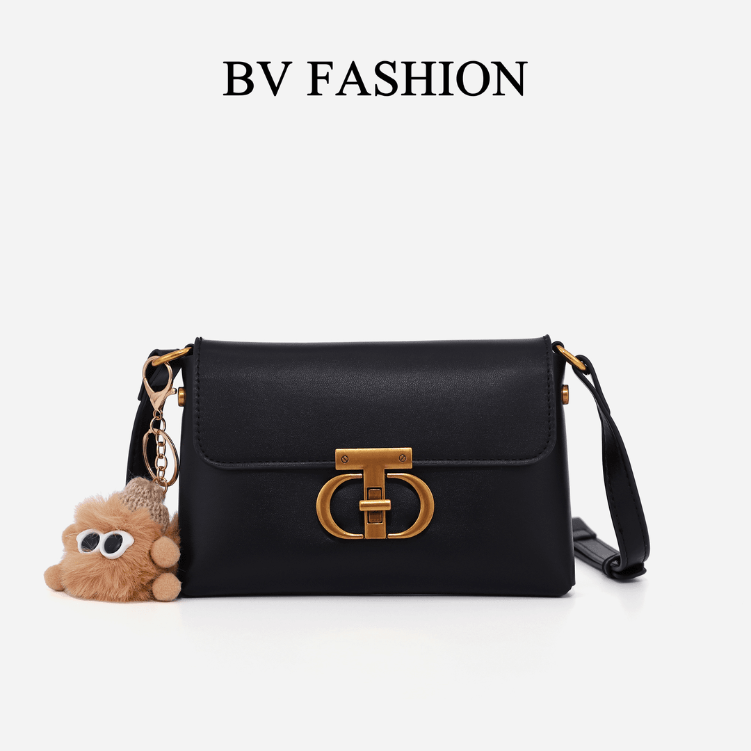 bv FASHION休闲简约时尚小众女士斜挎百搭小方包23112705黑色