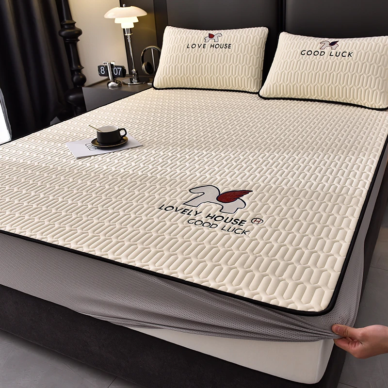 刺绣冰丝乳胶凉席床笠款两件套空调席子软夏季天可水洗2025新款单