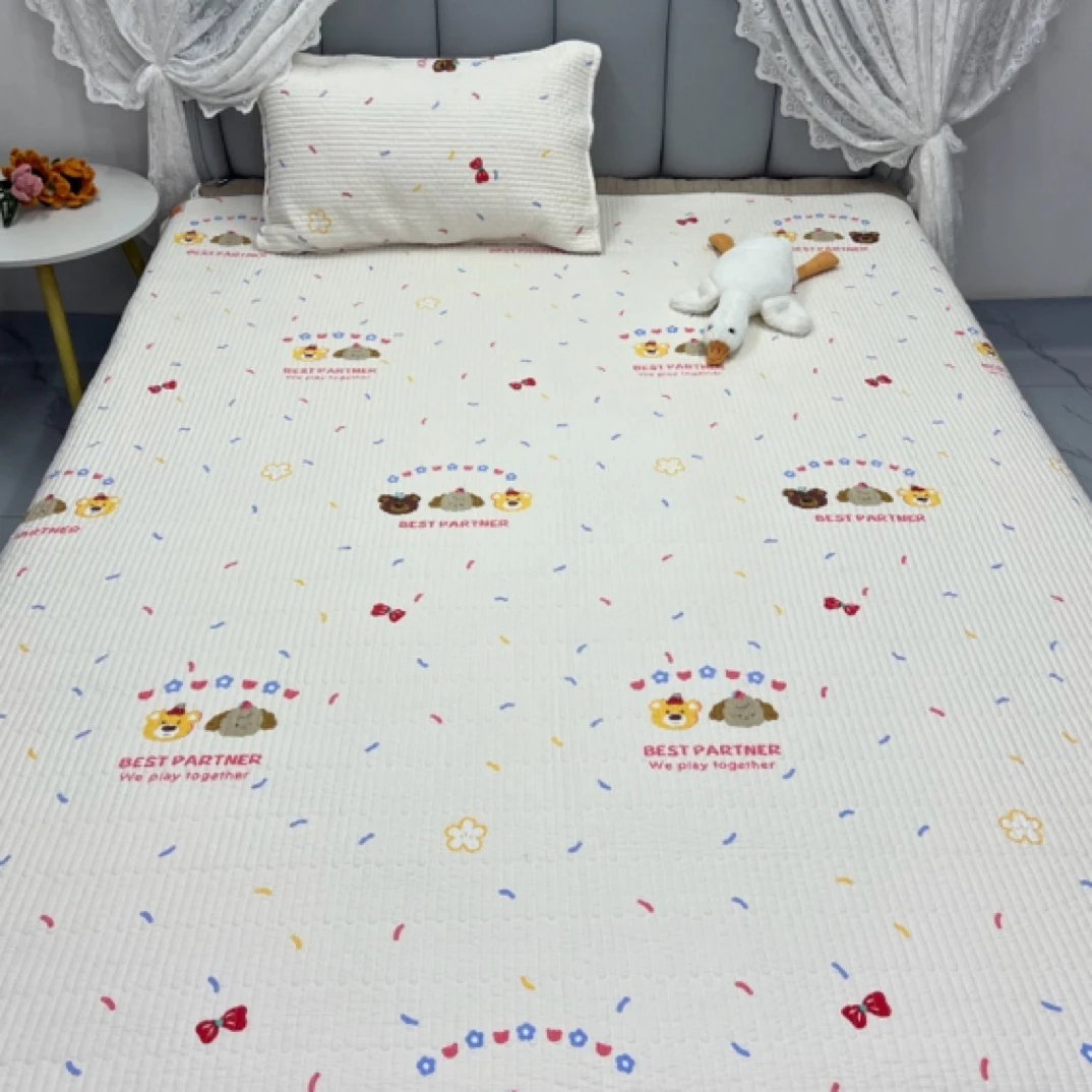 新2*2.3米A类水洗棉床盖床单件四季通用榻榻米夹棉单人炕盖三件套