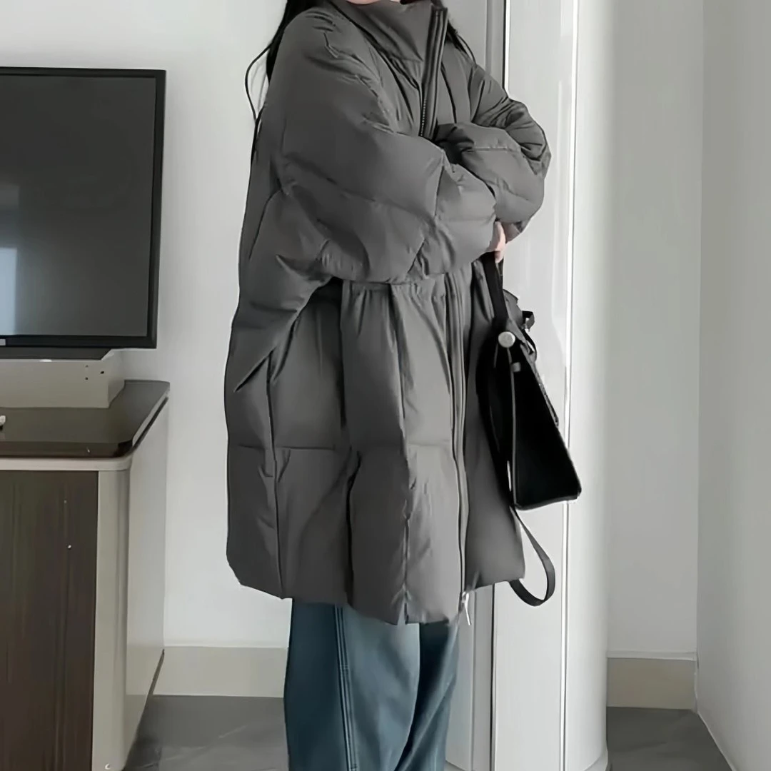 棉衣羽绒衣大码中长款羽绒服女2024年冬季新款宽松加厚百搭经典款