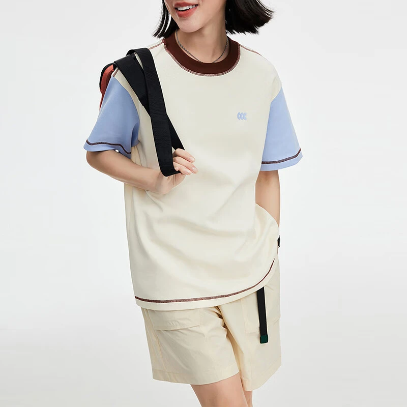 CLOUDSPACE/云上生活「盐系T恤」撞色百搭透气休闲T恤女2024短袖夏