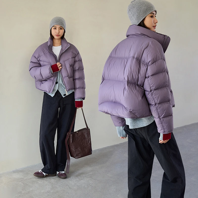 CLOUDSPACE/云上生活「保暖发热羽绒服」90白鸭绒立领宽松短羽绒服